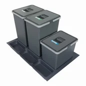 Kosze na śmieci - Sortownik śmieci FUTURE CONFIG do szuflady w szafce 80 cm 3 kosze 2x24 + 1x15 litrów wysokość 44/28cm - miniaturka - grafika 1
