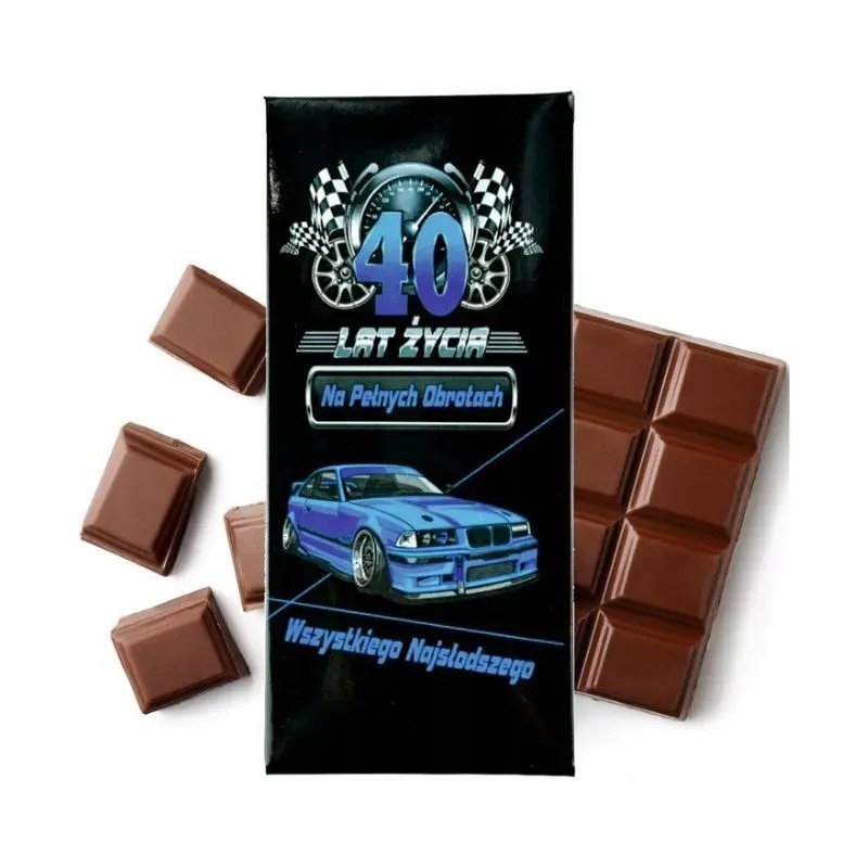 Czekolada śmieszny prezent na 40 urodziny faceta na pełnych obrotach auto