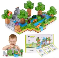 Klocki - Klocki magnetyczne konstrukcyjne zestaw dla dzieci 142 elementy sześciany dinozaury - miniaturka - grafika 1