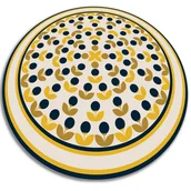 Dywany - Modny winylowy dywan okrągły powtarzalne kwaitki fi70 cm - miniaturka - grafika 1