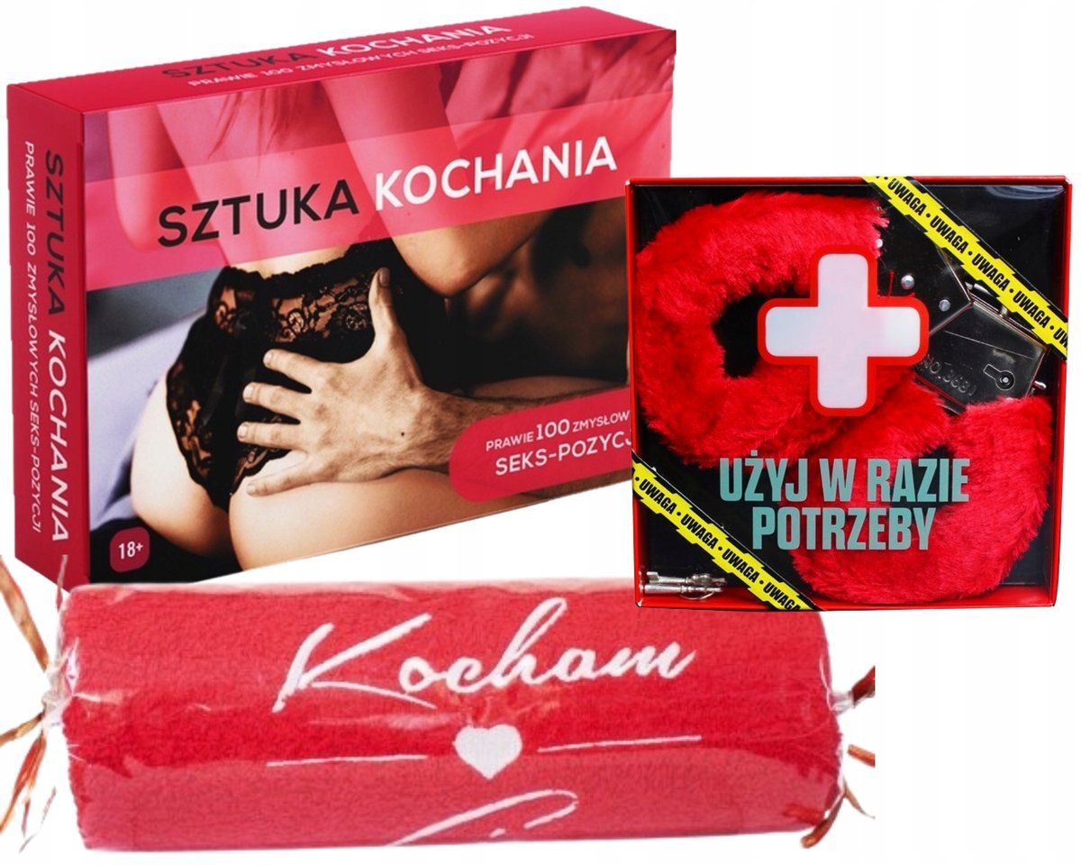 ZESTAW Gra Sztuka Kochania + Ręcznik + Kajdanki, Prezent na DZIEŃ CHŁOPAKA