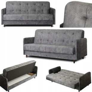 Wersalka Sofa Kanapa Rozkładana z Funkcją Spania Welurowa Szara TIVOLI - Sofy i kanapy - miniaturka - grafika 1