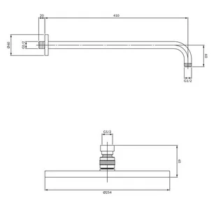 Omnires Slimline Deszczownica 25 cm z ramieniem grafit WGSET1GR - odbiór osobisty: Kraków, Świebodzin - Deszczownice - miniaturka - grafika 1