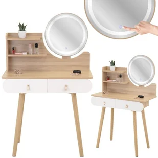 Toaletka z lustrem LED, SCANDI, kosmetyczna, 120x40x80 cm - Toaletki - miniaturka - grafika 1