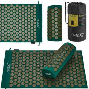 4Fizjo Acupressure Mat, mata do akupresury z poduszką, 68 cm x 42 cm, zielono-złota - Akcesoria medycyny naturalnej - miniaturka - grafika 1
