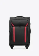Walizki - Średnia walizka miękka dwukolorowa czarno - czerwona - miniaturka - grafika 1