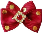 Akcesoria i dodatki do ubrań dla dzieci - Kokardka Glamour bordo w groszki 4,5cm KG005 - miniaturka - grafika 1