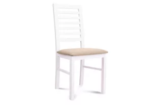 Drewniane białe krzesło tapicerowane beżowe siedzisko CLEMATI - Krzesła - miniaturka - grafika 1