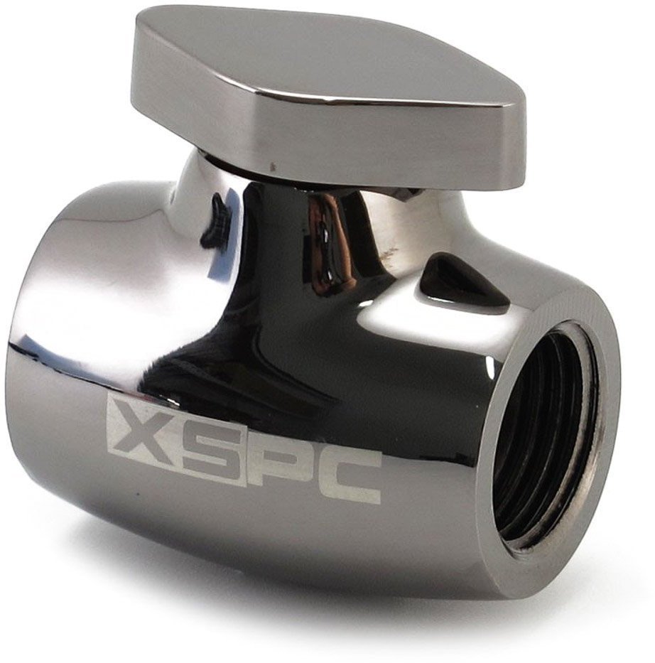 XSPC G1/4 Kugelhahn - Messing, Schwarz-Chrome