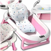 Wanienki dla dzieci - WANIENKA SKŁADANA dla dzieci SILIKONOWA Z TERMOMETREM LCD WANNA PODUSZKA XL - miniaturka - grafika 1