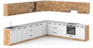 Meble kuchenne - Kuchnia Narożna Duża 6.8m Modułowa Nowoczesna Wotan Dąb Wotan Biała Mat - miniaturka - grafika 1