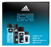 Kosmetyki do kąpieli - ADIDAS Zestaw prezentowy Ice Dive (Dezodorant naturalny spray 75ml+Dezodorant spray 150ml+Żel pod prysznic 3w1+Woda toaletowa 50ml) - miniaturka - grafika 1