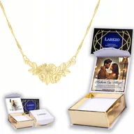 Naszyjniki - Złoty Naszyjnik 925 z Bukietem Kwiatów Rośliny Kwiaty Kwiatki + NADRUK - miniaturka - grafika 1