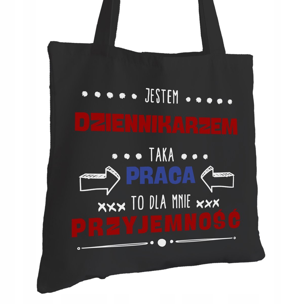 Torba Bawełniana dla Dziennikarza Czarna Prezent ekologiczna Trwały Nadruk