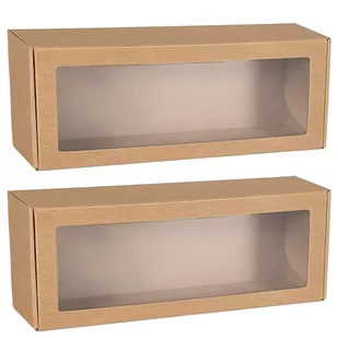 Prostokątne pudełko fasonowe z okienkiem, pudełko prezentowe 40x15x10 cm x2 - Zestawy upominkowe - miniaturka - grafika 1