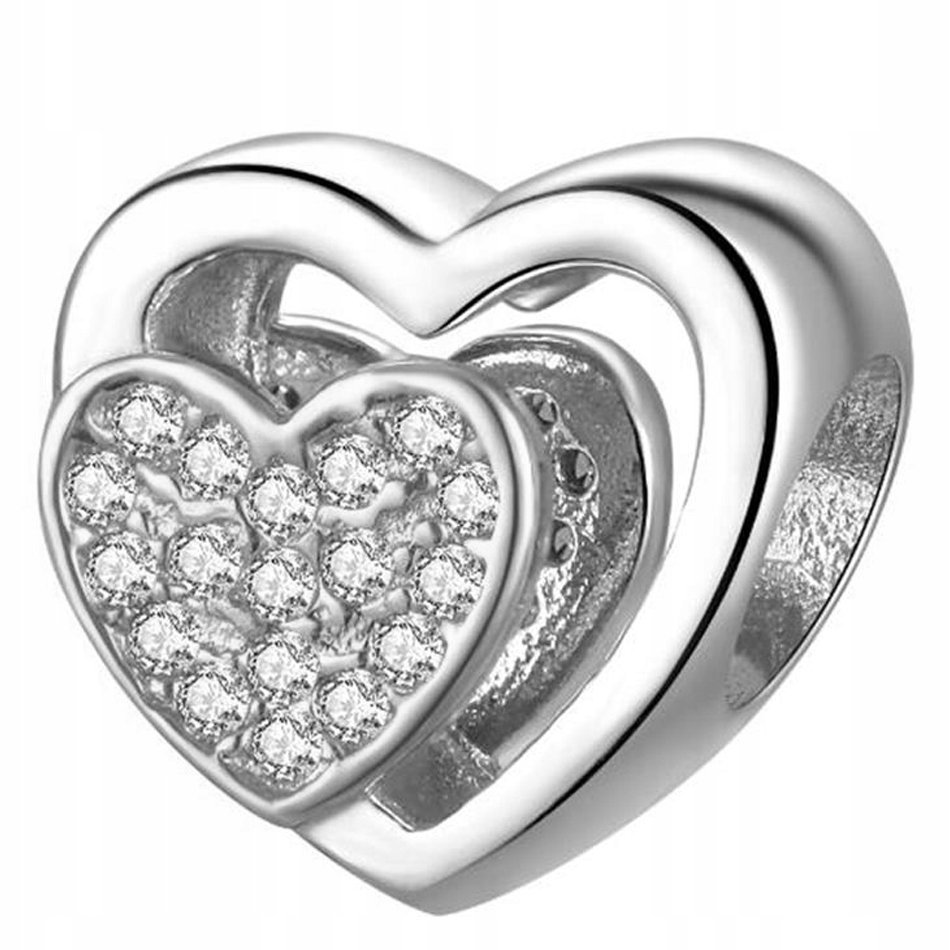 Charms Serce Cyrkonie srebro 925