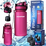 Butelki filtrujące - 3 filtry wkłady + Butelka filtrująca AQUAPHOR CITY 0,35 L różowa - miniaturka - grafika 1