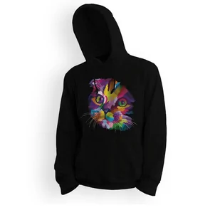 Bluza dziecięca z kapturem kolorowy kot-152 - Bluzy dla dziewczynek - miniaturka - grafika 1
