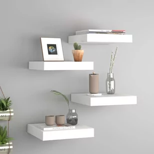 vidaXL vidaXL Półki ścienne, 4 szt., białe, 23 x 23,5 x 3,8 cm, MDF - Półki do salonu - miniaturka - grafika 1