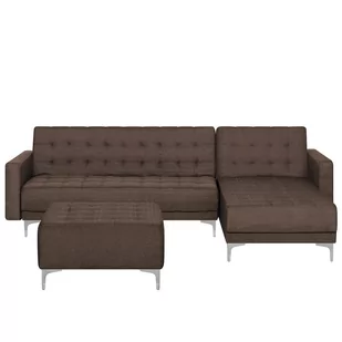 Beliani Sofa rozkładana tapicerowana ciemnobrązowa lewostronna z otomaną ABERD - Sofy i kanapy - miniaturka - grafika 1