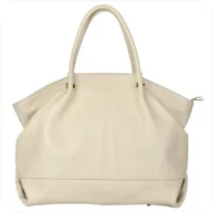 Torebki damskie - Borse in Pelle Włoska torebka shopper skóra naturalna jasny beż - miniaturka - grafika 1