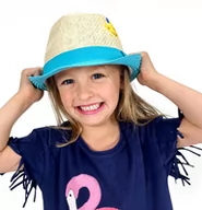 Czapki dla dzieci - Kapelusz słomkowy dla dziewczynki, ze słońcem - miniaturka - grafika 1