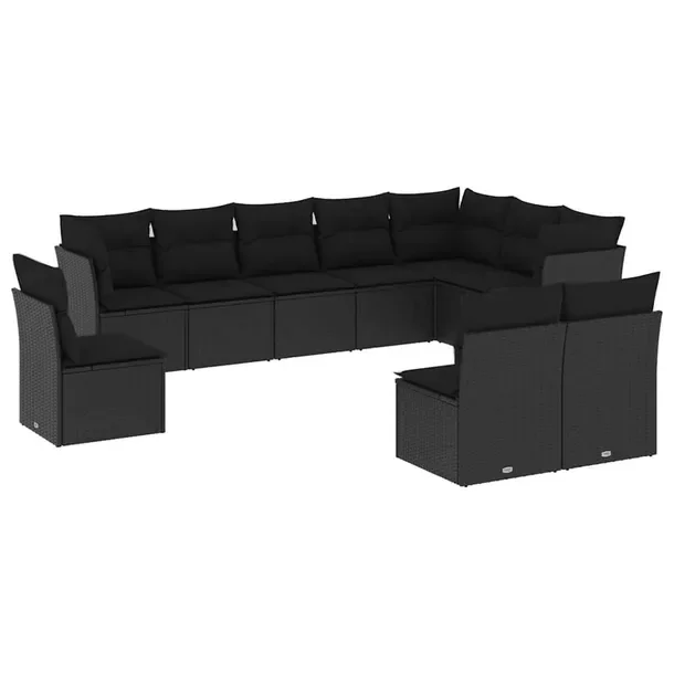 Zestaw mebli ogrodowych modułowych czarny rattan PE 55 x 62 x 69 cm
