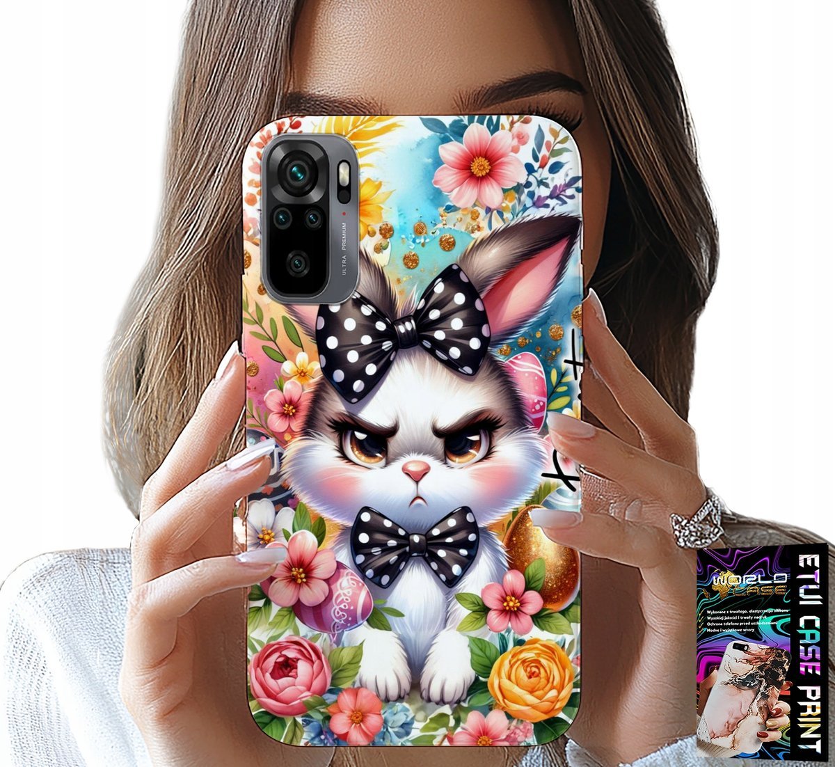 ETUI DO XIAOMI NOTE 10 / 10S - KRÓLIK WIELKANOCNY, ZAJĄC, JAJKA + SZKŁO
