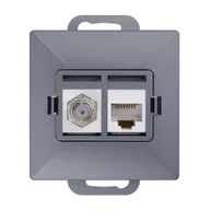 Gniazdka elektryczne - Gniazdo antenowe typu F z komputerowym RJ45 antracyt PERŁA 9002701 ABEX - miniaturka - grafika 1