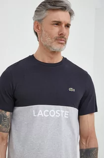 Koszulki męskie - Lacoste t-shirt bawełniany kolor szary wzorzysty - grafika 1