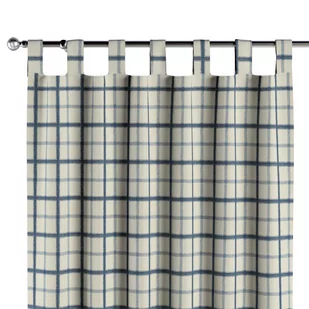 Dekoria Zasłona na szelkach 1 szt. ecru tło niebieskie kratka 1szt 130x260 cm Avinon (310-131-66) - Zasłony - miniaturka - grafika 1