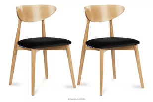 Krzesła drewniane dąb czarny welur 2szt RABI Konsimo - Krzesła - miniaturka - grafika 1