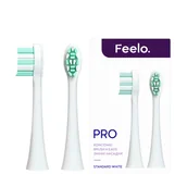 Końcówki do szczoteczek elektrycznych - Feelo PRO White Standard Końcówki do szczoteczki sonicznej Feelo PRO białe 2 sztuki - miniaturka - grafika 1