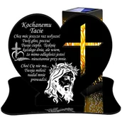 Lampiony i znicze - ZNICZ SOLARNY LED WIECZNY PODSTAWKA NA CMENTARZ GRÓB lampka Serce 3D DLA TATY - miniaturka - grafika 1