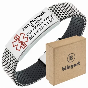 Bransoletka z GRAWEREM medyczna męska ze stali 316L dla cukrzyka BLINGART - Bransolety męskie - miniaturka - grafika 1