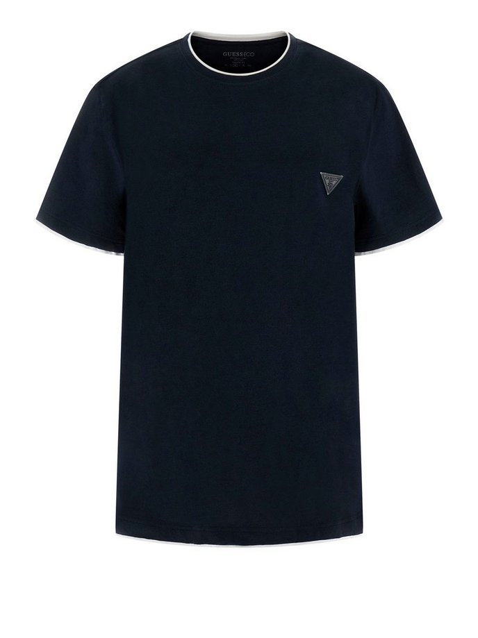 T-shirt męski guess double layer navy altro