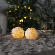 Świece - Zestaw 2x świeca Led woskowa SNOWBALL śnieżka 7cm - miniaturka - grafika 1