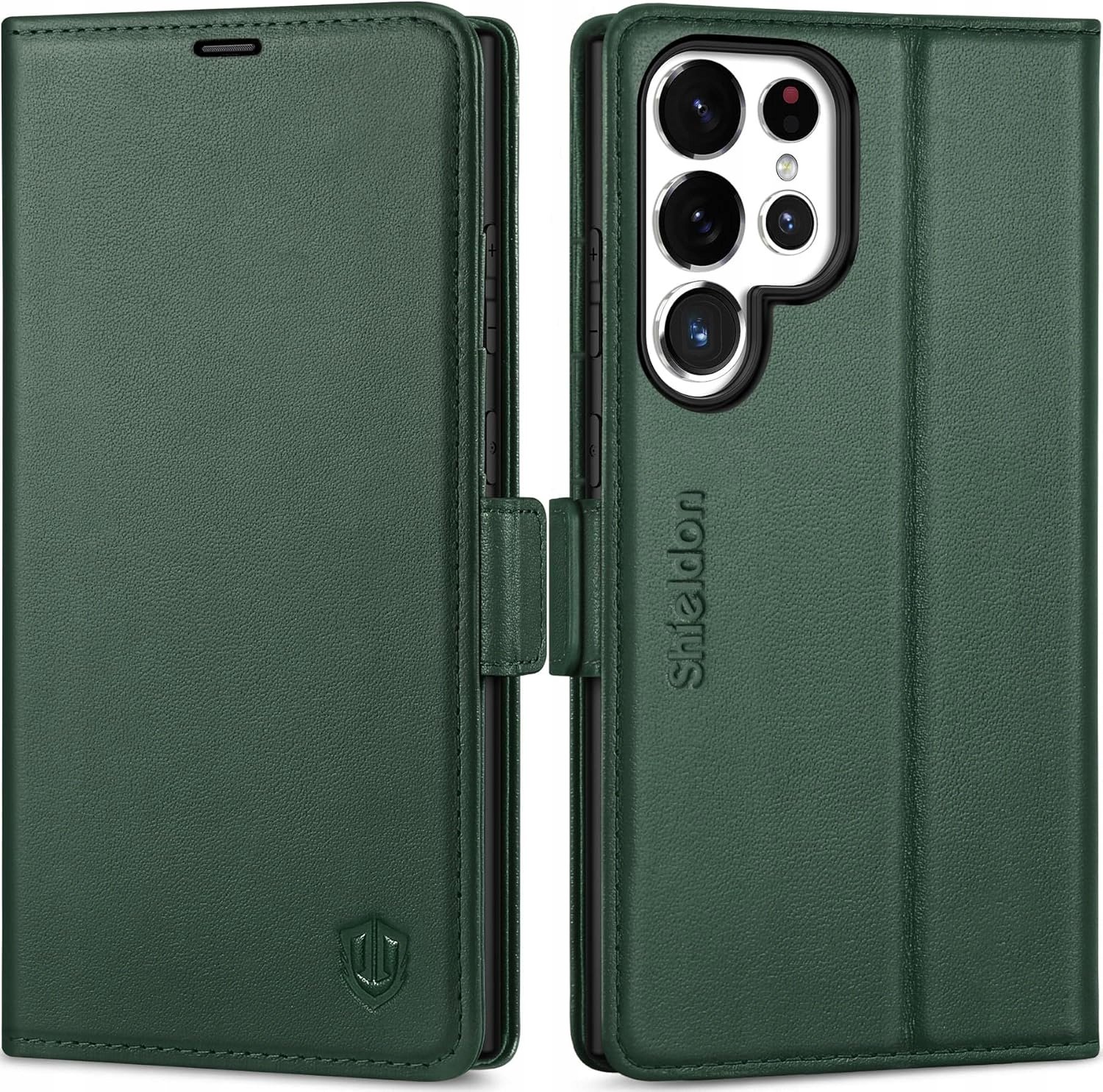 Etui z klapką Portfel Skóra Shieldon do Samsung Galaxy S25 Ultra zielony