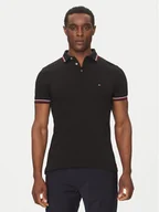 Koszulki męskie - Tommy Hilfiger Polo Tipped MW0MW37346 Czarny Slim Fit - miniaturka - grafika 1