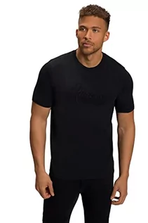 Koszulki męskie - JP 1880 Męski t-shirt z rękawami do łokci z dużym haftem, czarny, 6XL, czarny, 6XL - grafika 1