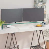 Szafki RTV - vidaXL Stolik pod telewizor/podstawka pod ekran szklana przezroczysta 120x30x13 cm - szafka pod telewizor - szafki pod telewizor - meble pod telewizor - szafka pod telewizor - miniaturka - grafika 1