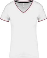 Koszulki i topy damskie - Kariban Ladies T-Shirt Piqué V-Neck K394 Wielokolorowy Biały/Navy/Czerwony XS - miniaturka - grafika 1