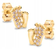 Biżuteria dla dzieci - ZŁOTE KOLCZYKI GWIAZD STÓPKI NÓŻKI 333 CYRKONIA - miniaturka - grafika 1