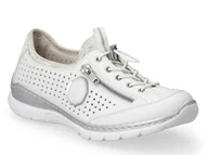 Sneakersy damskie - Buty damskie sneakersy ażurowe białe ekoskóra lekkie Rieker L3296-82-41 - miniaturka - grafika 1
