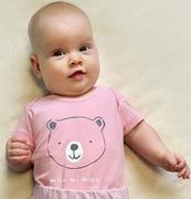 Body dla niemowląt - Body z krótkim rękawem dla dziecka do 2 lat, z misiem, różowe - miniaturka - grafika 1
