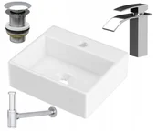 Umywalki - Umywalka Nablatowa Prostokątna Bateria Syfon Klik - miniaturka - grafika 1