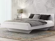 Łóżka - Łóżko lewitujące 160x200 z płyty meblowej kolor biały DM2 - miniaturka - grafika 1