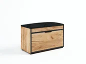 Szafki na buty - Szafka Na Buty Z Siedziskiem Fala 1C Dąb Złoty/Czarne - miniaturka - grafika 1