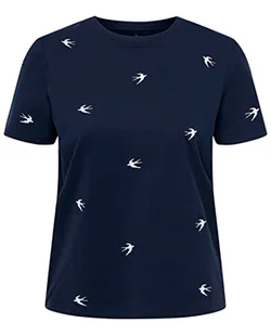Onlketty S/S O-Neck Top Box JRS, Navy Blazer/Aop: swallow, S - Koszulki i topy damskie - miniaturka - grafika 1