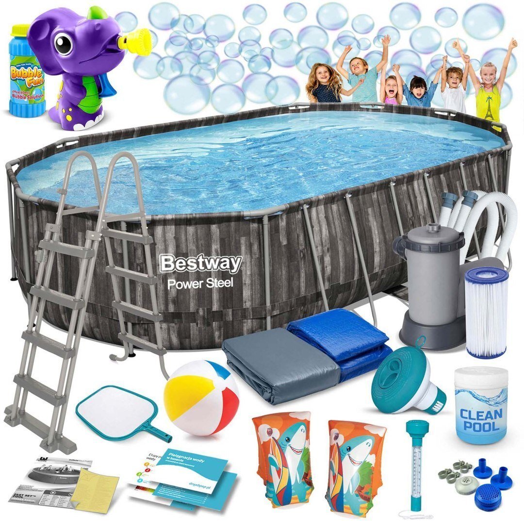 Bestway Basen ogrodowy stelażowy 610 x 366 x 122 cm 18w1 5611R EDUKAMP